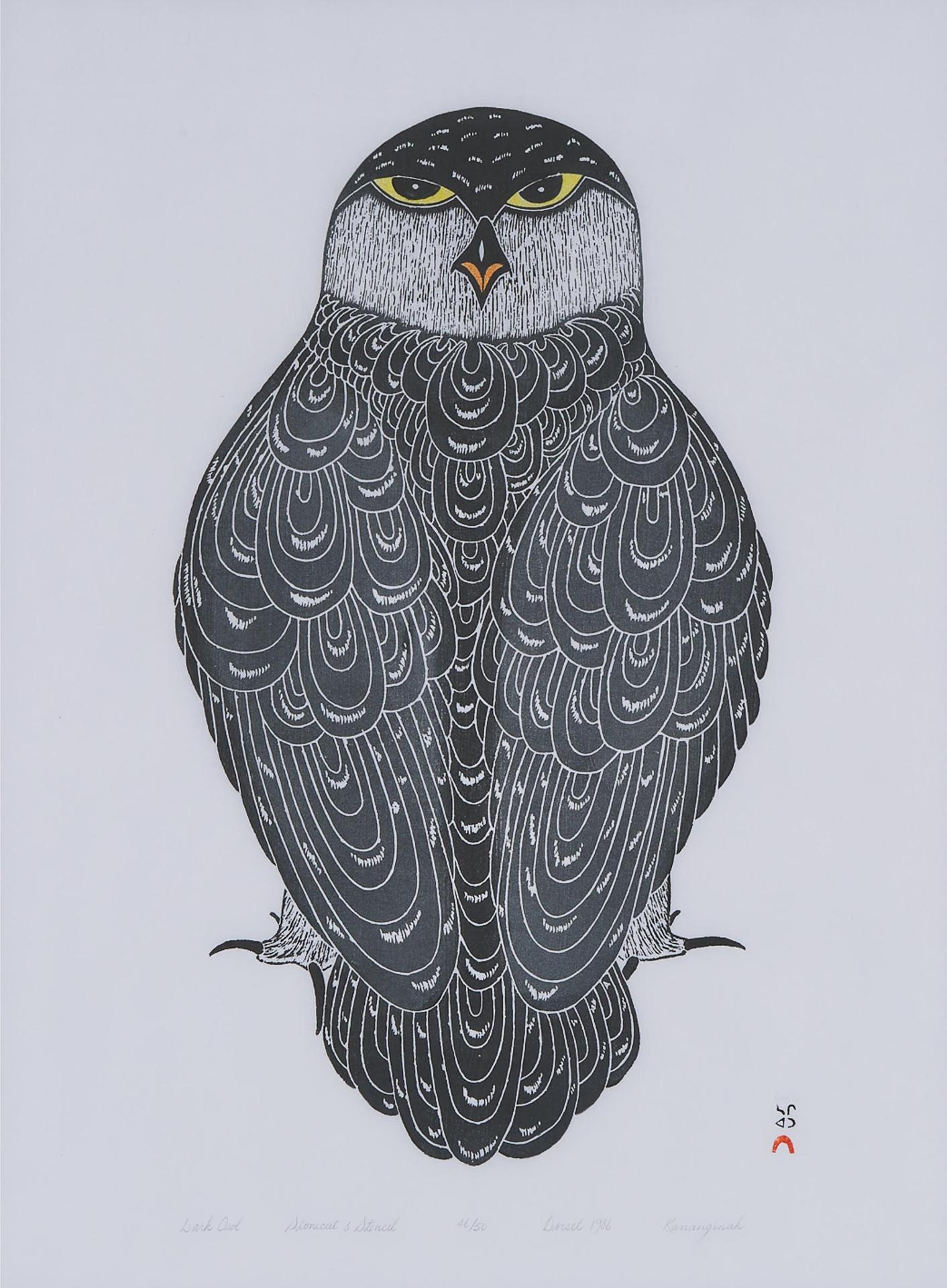 Kananginak Pootoogook (1935-2010) - Dark Owl