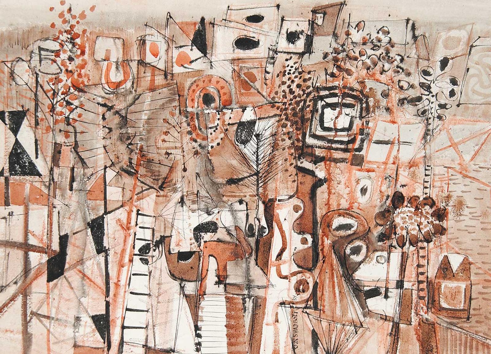 Jack Leaonard Shadbolt (1909-1998) - Untitled - Black and Red Abstract