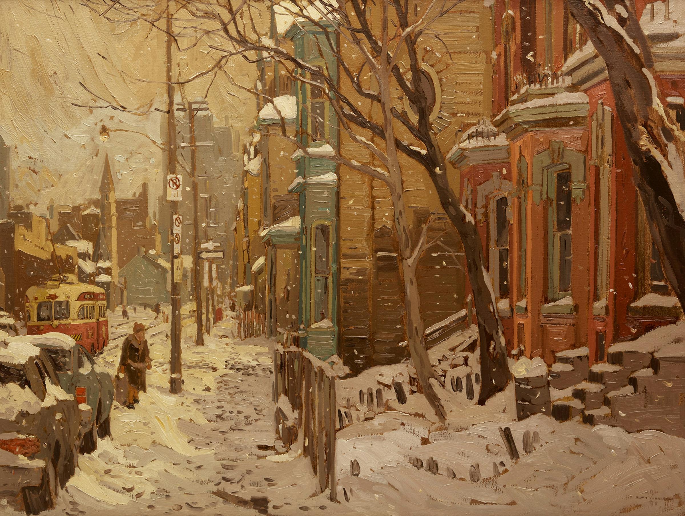 Arto Yuzbasiyan (1948) - Winter Street with Streetcar