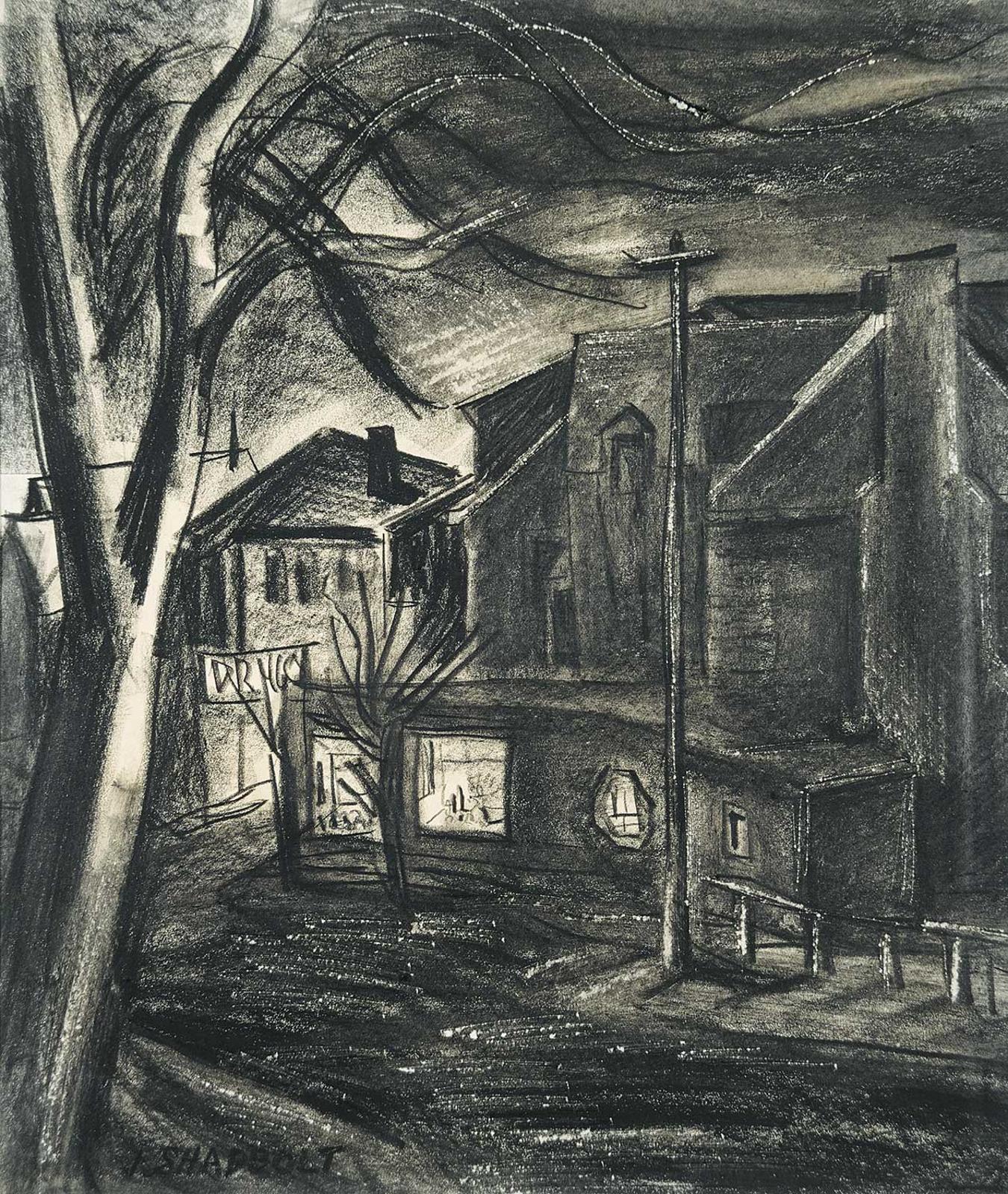 Jack Leaonard Shadbolt (1909-1998) - Drug Store Night Scene, Vancouver, 1940