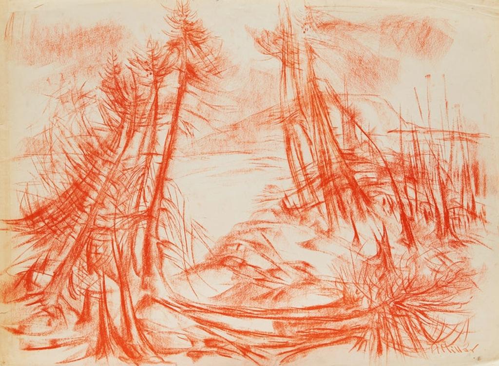Alexander Samuel Millar (1921-1978) - Landscape; Tree Study; Lake and Trees; Willow; Landscape with Radiant Sun; Portrait of a Man