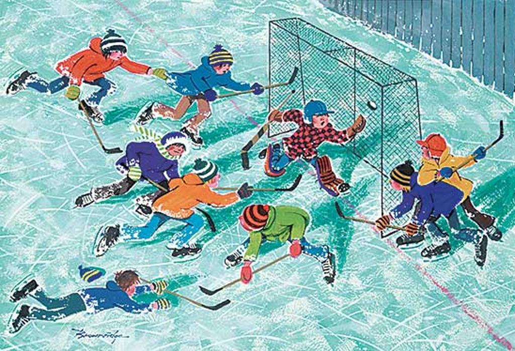 William (Bill) Roy Brownridge (1932) - Untitled - Scramble at the Net