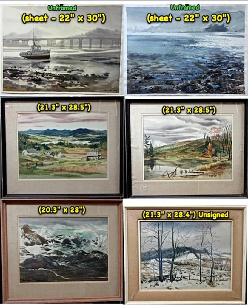Henry W. Smith (1917) - Various Studies (Tugboat, Shoreline, Farmland, Farm Pond, Seascape, Winter Scene)