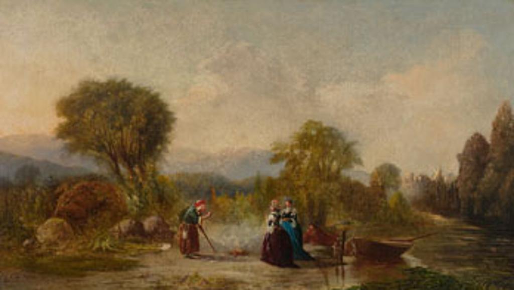 William Raphael (1833-1914) - Fireside Chat in a Clearing