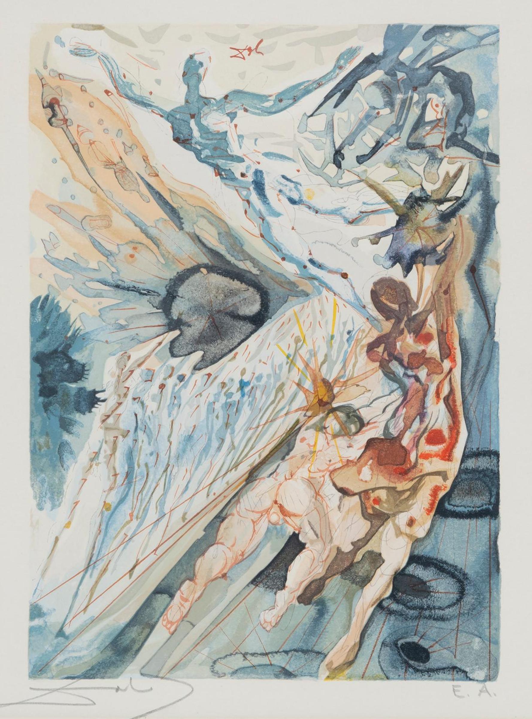 Salvador Dalí (1904-1989) - Divine Comedy, Purgatory #26, Encounter With Two Groups Of The Lusty Ones