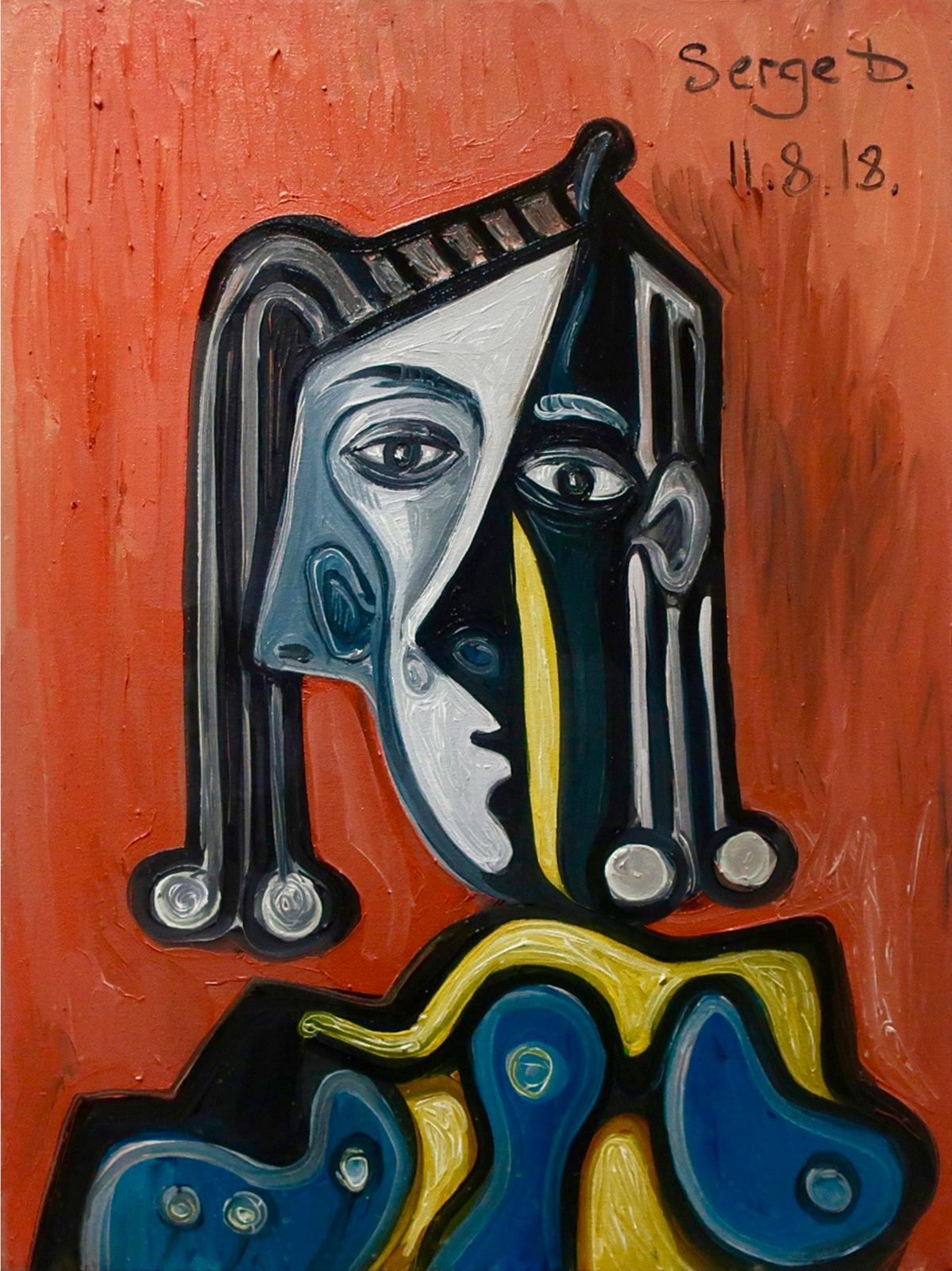 Serge Deherian (1955) - Untitled (Abstract Figure With Long Locks)