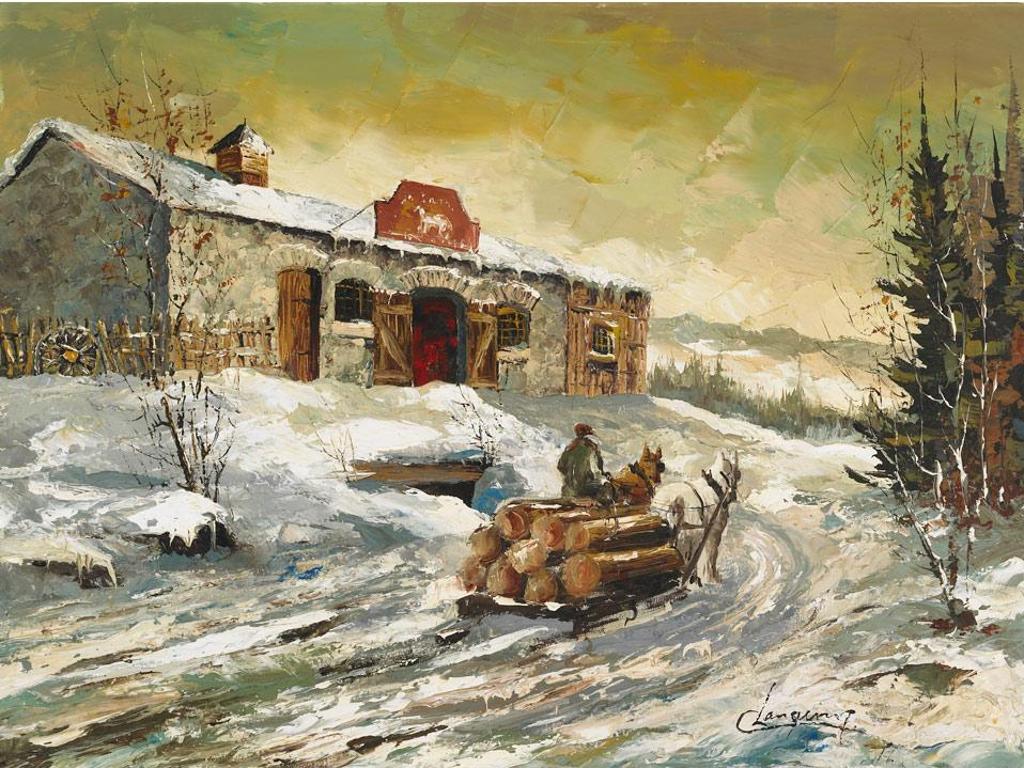 Claude Langevin (1942-2024) - Horses Pulling Lumber