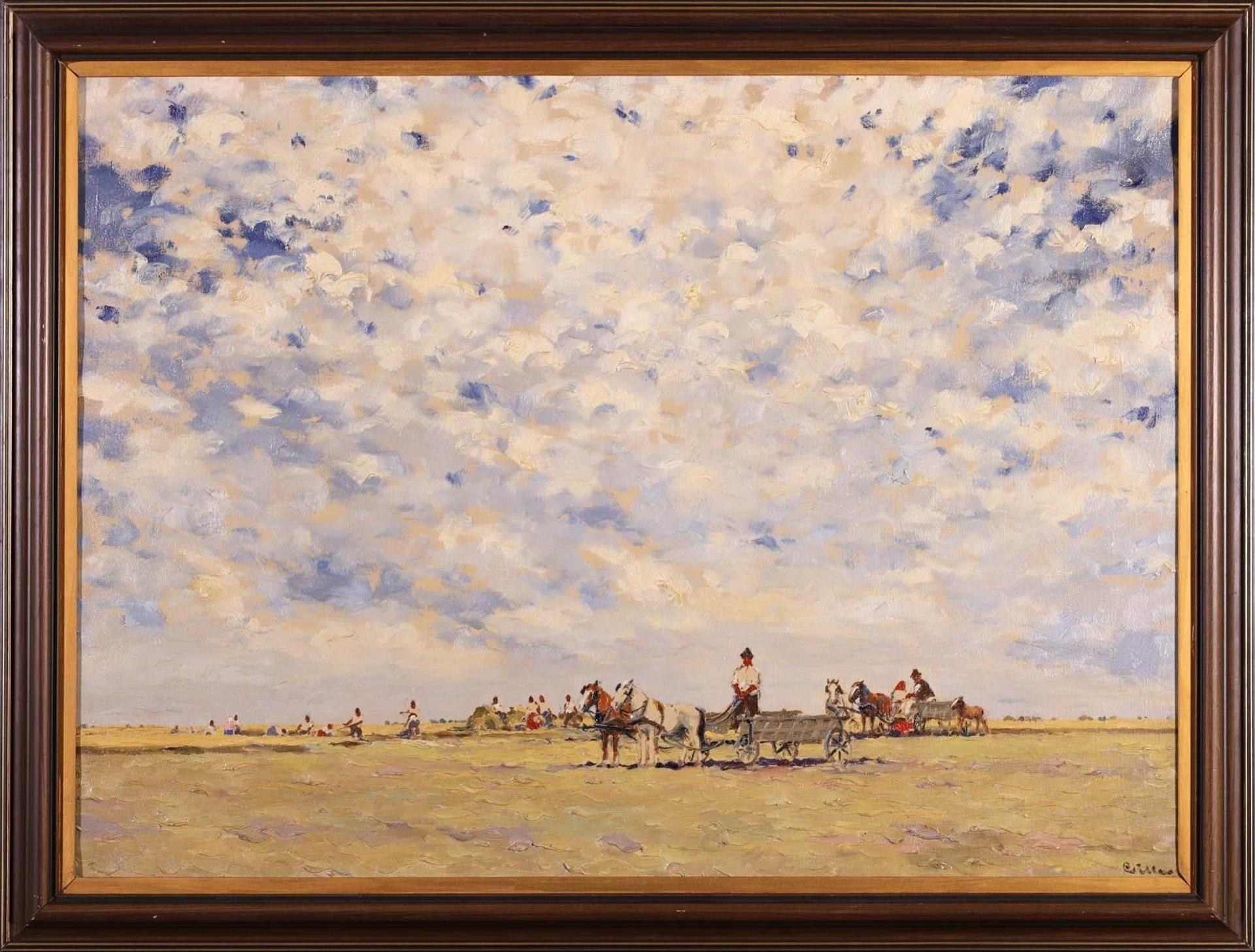 Jozsef Csillag (1894-1977) - Untitled, Wheat Harvest in the Hungarian Great Plain