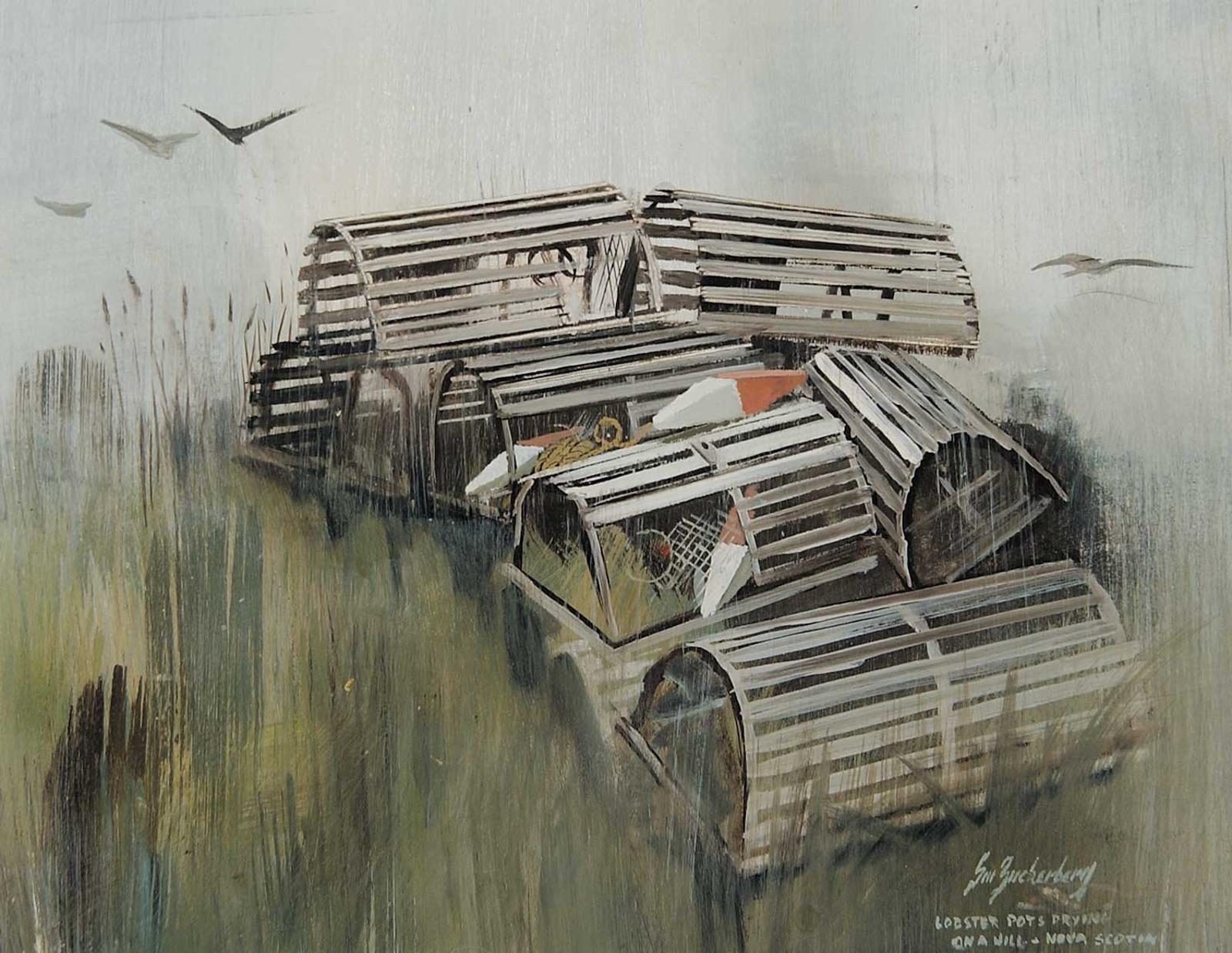 Stanley M. Zuckerberg (1919-1995) - Lobster Pots Drying on a Hill - Nova Scotia