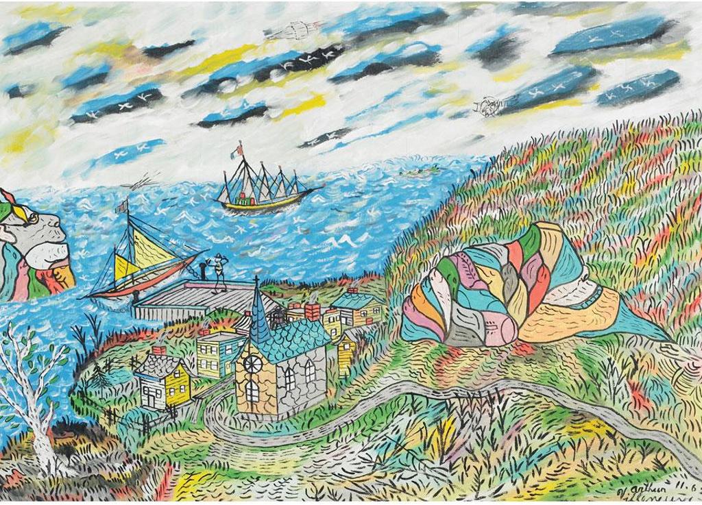 Arthur Villeneuve (1910-1990) - A Village Harbour