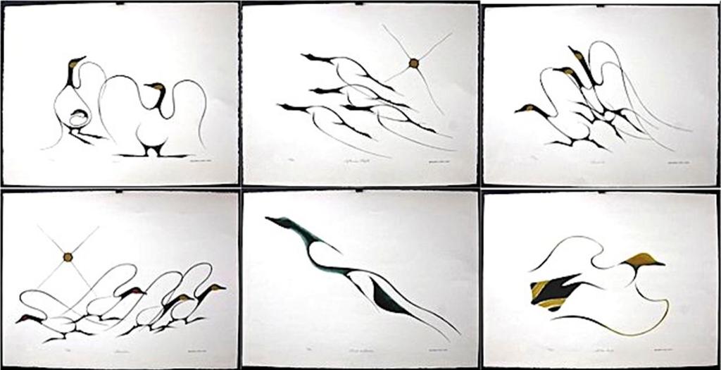 Benjamin Chee Chee (1944-1977) - Proud; Afternnoon Flight; Scramble; Separation; Flight To Freedom; Golden Bird
