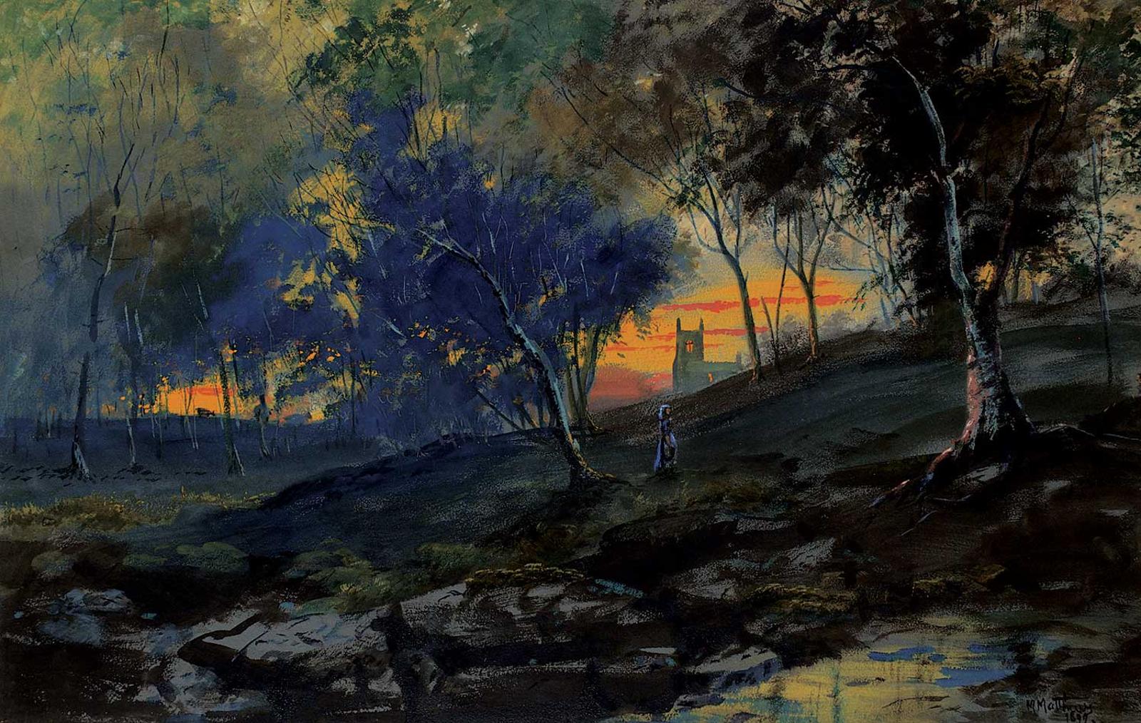 Marmaduke Matthews (1837-1913) - English Forest at Dusk