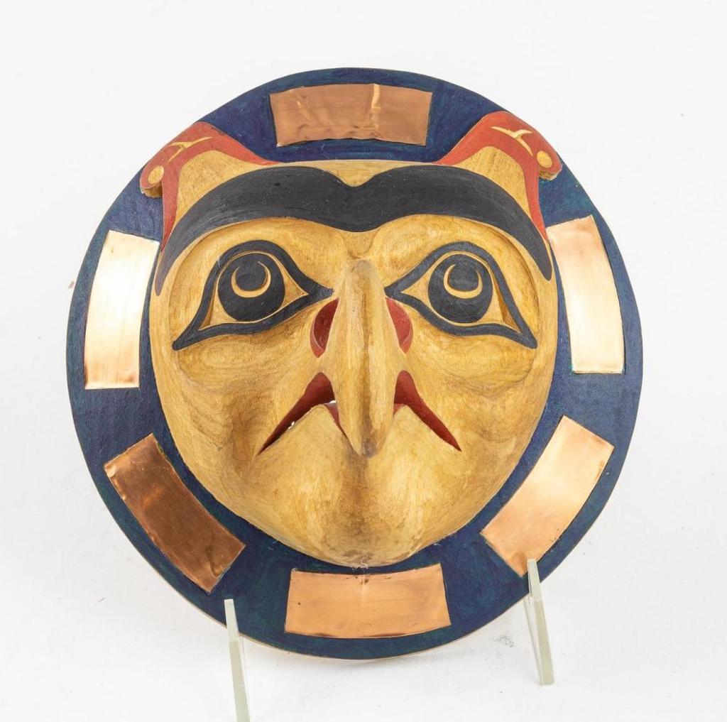 Doug Zilke - a carved and polychromed cedar Butterfly frontlet