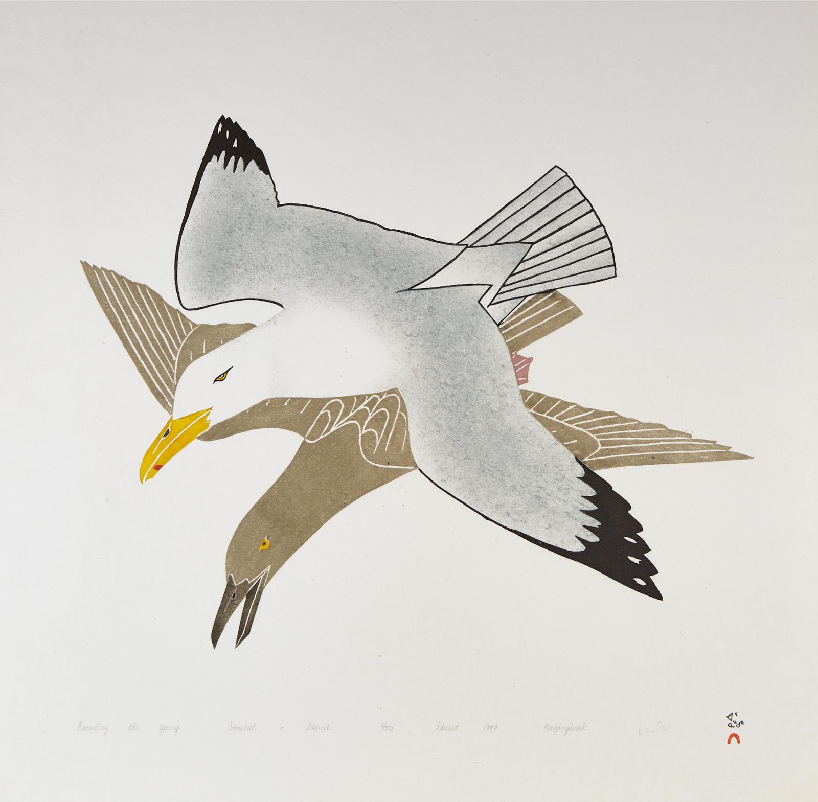 Kananginak Pootoogook (1935-2010) - Escorting The Young