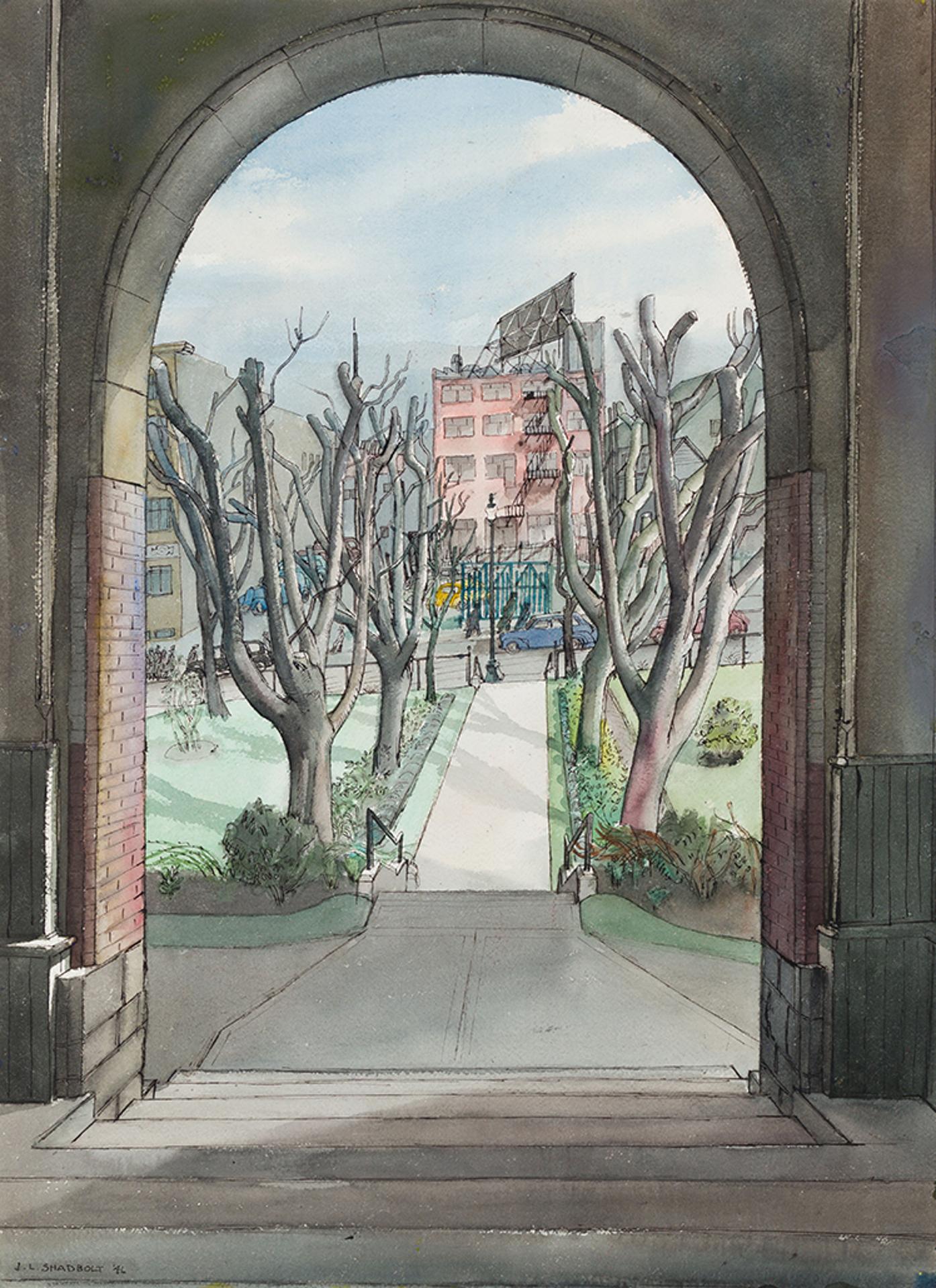 Jack Leaonard Shadbolt (1909-1998) - From the Entrance of Vancouver School of Art / Abstract Composition (verso)