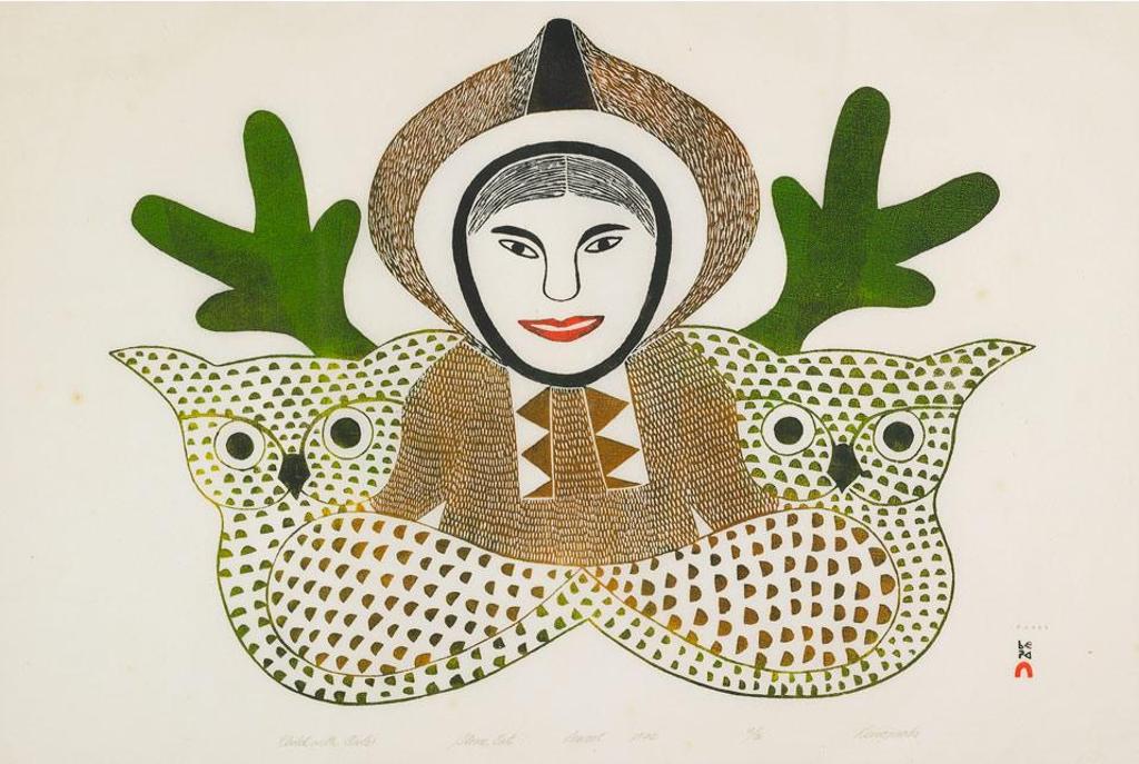 Kenojuak Ashevak (1927-2013) - Child With Owls