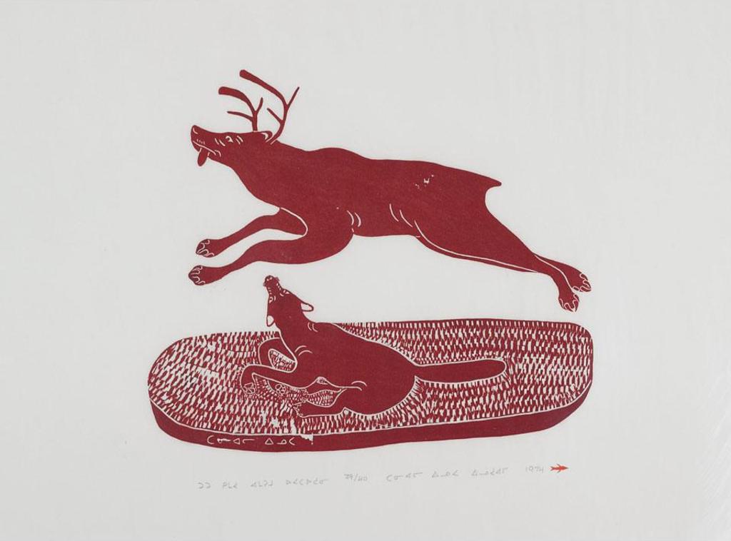 Daniel Inukpuk (1942-2015) - Caribou Trying To Outrun The Wolf
