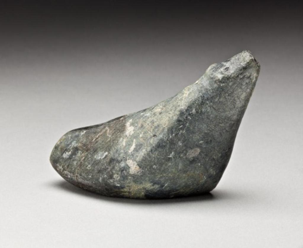 Andy Miki (1918-1983) - Three faces, ca. late 1960s, grey stone, 2.125 x 3.5 x .5 in, 5.4 x 8.9 x 1.2 cm