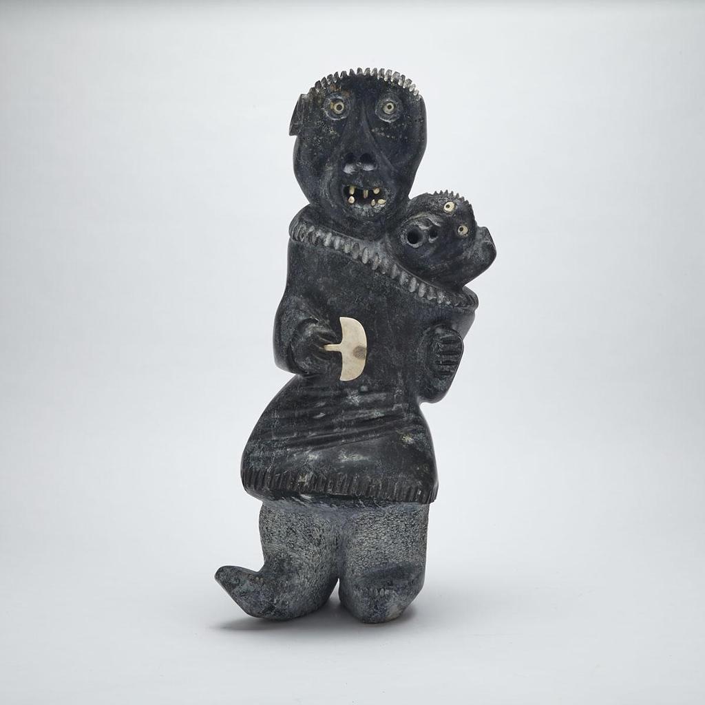 Judas Ullulaq (1937-1998) - Woman With Ulu And Child In Amaut