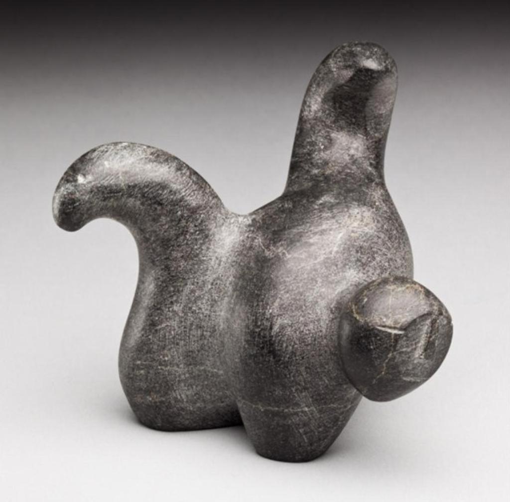 George Arlook Arluk (1949) - /Rankin Inlet/Baker Lake, Crouching figure with abstract animal forms, ca. 1975