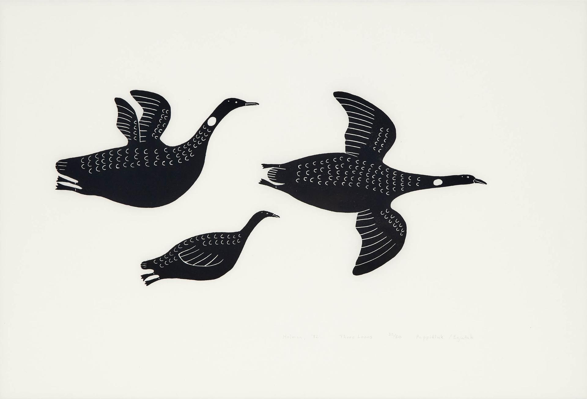 Flossie Pappidluk (1916-1994) - Three Loons, 1982