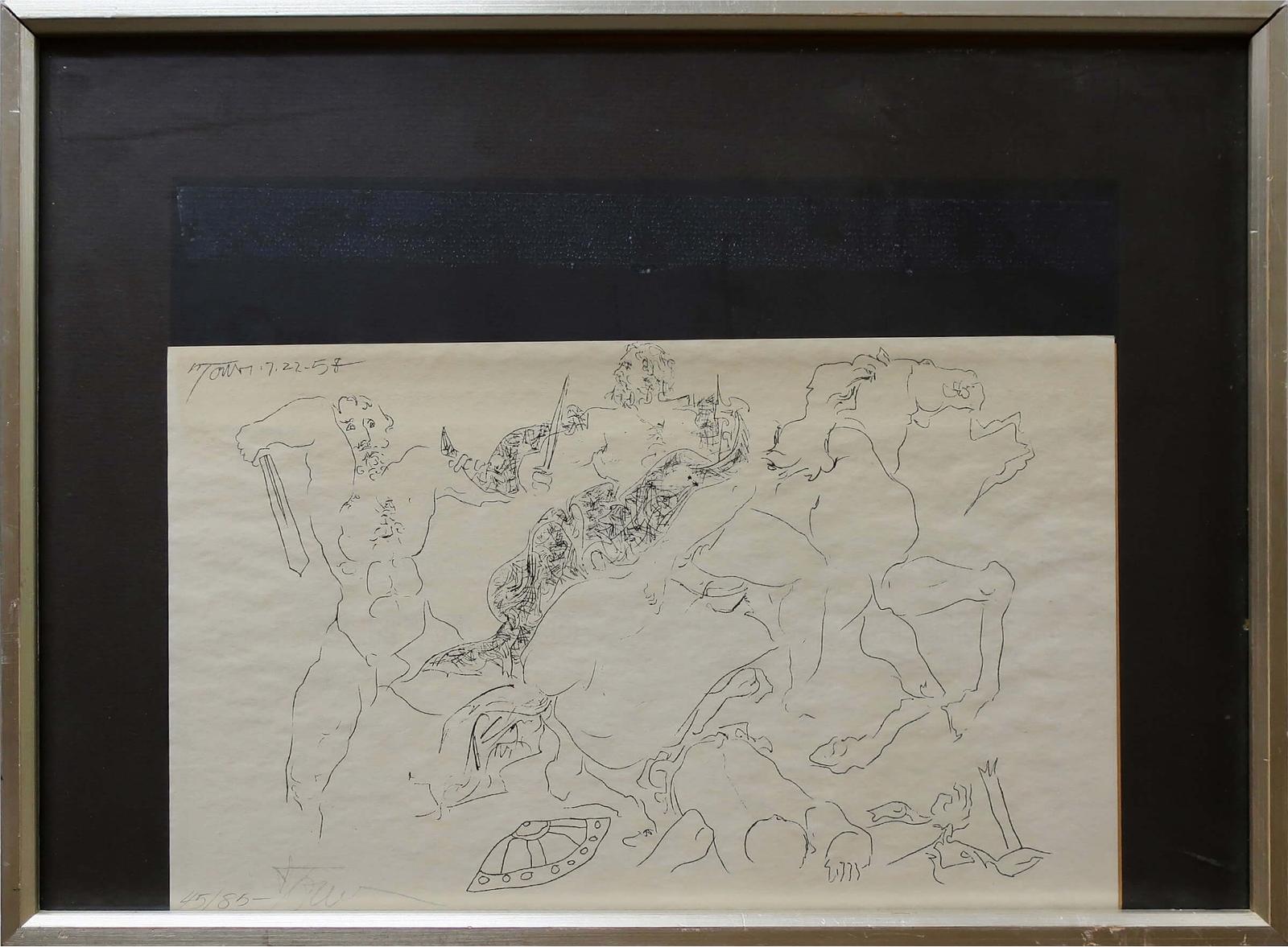 Harold Barling Town (1924-1990) - Warrior Being Hauled From Horse