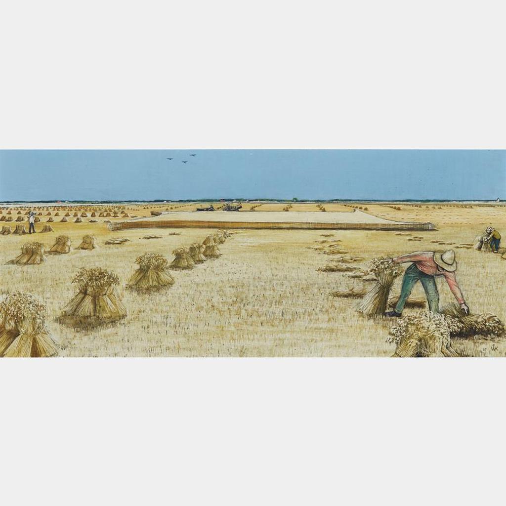 William Kurelek (1927-1977) - Wartime Harvesting Near Winnipeg