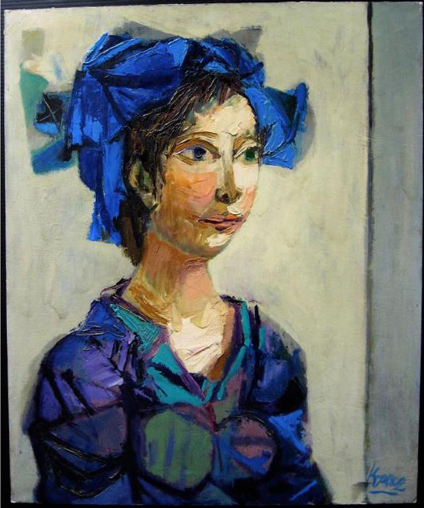 Miguel Ibarz (1920-1987) - Fille Au Chapeau Bleu
