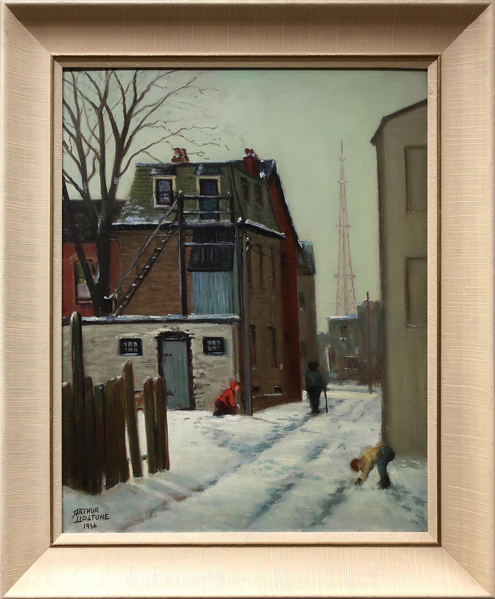 Arthur Lidstone (1903-1971) - Old Houses - Lane Between Delhousie & Back Of Jarvis St. Salvation Army Building Harbour Light