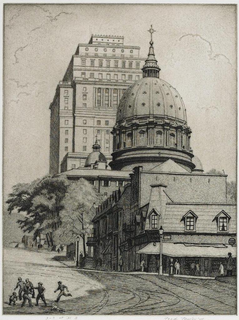Frederick Bourchier Taylor (1906-1987) - Looking Up Cathedral Street, Montreal