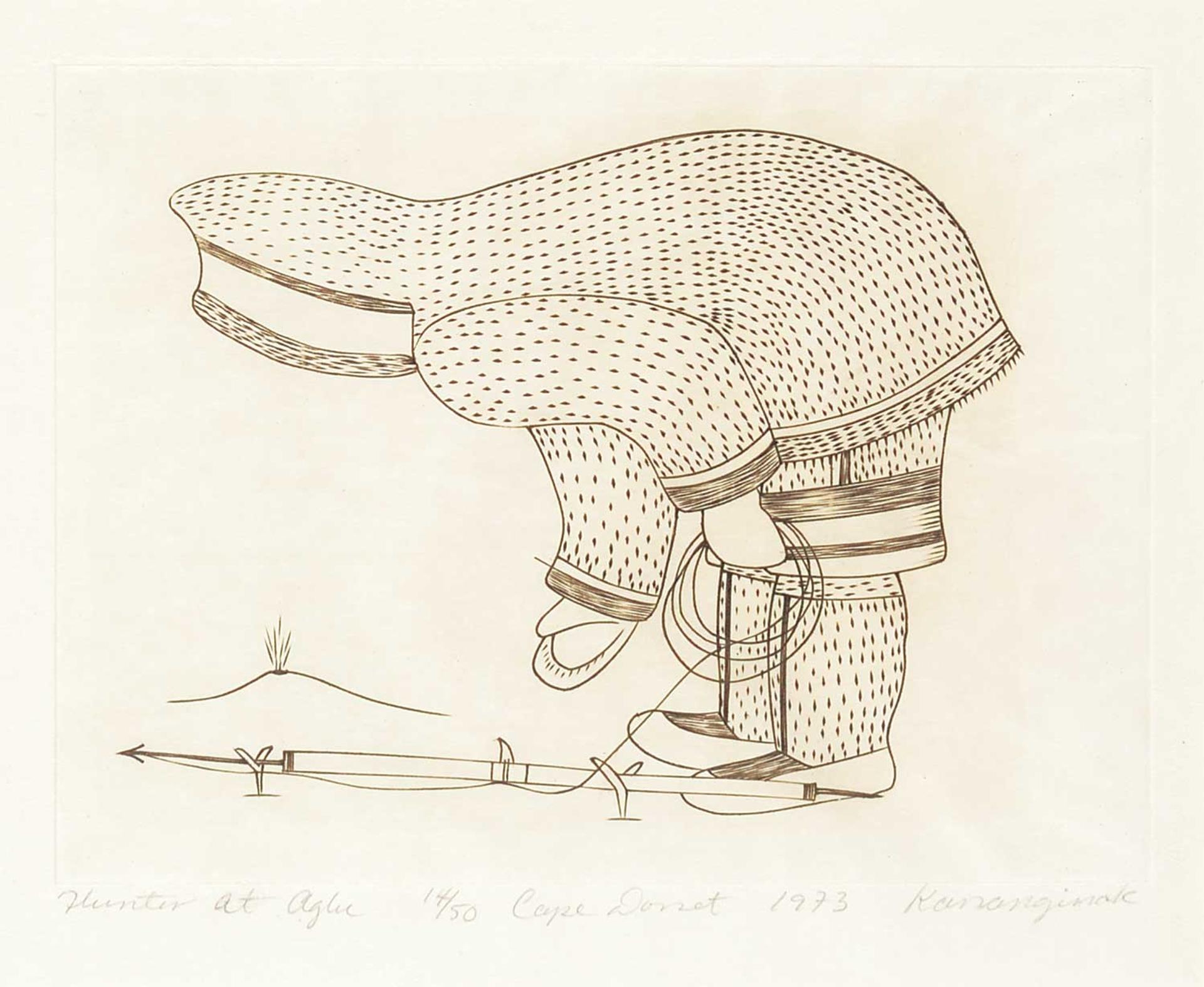 Kananginak Pootoogook (1935-2010) - Hunter at Aglu #14/50