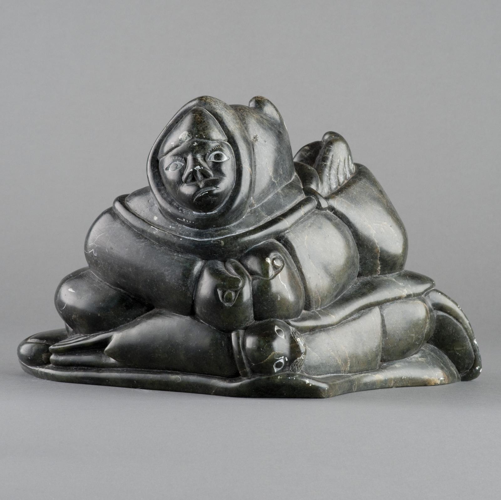 Timothy Nayoumealook (1943) - Hunter With Two Seals