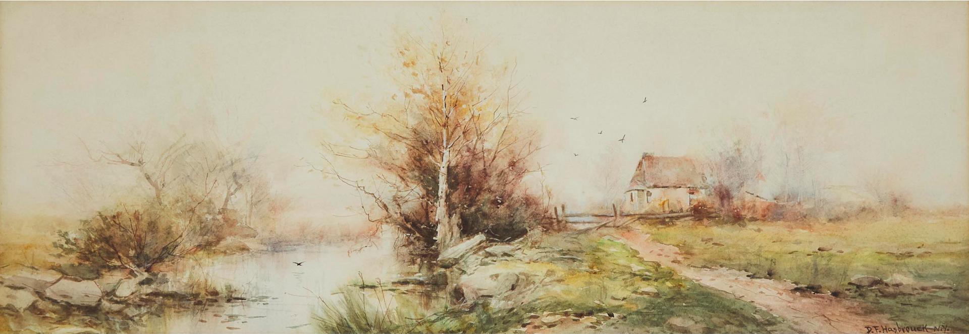 Dubois Fenelon Hasbrouck (1860-1934) - Upstate New York Cabin On The River