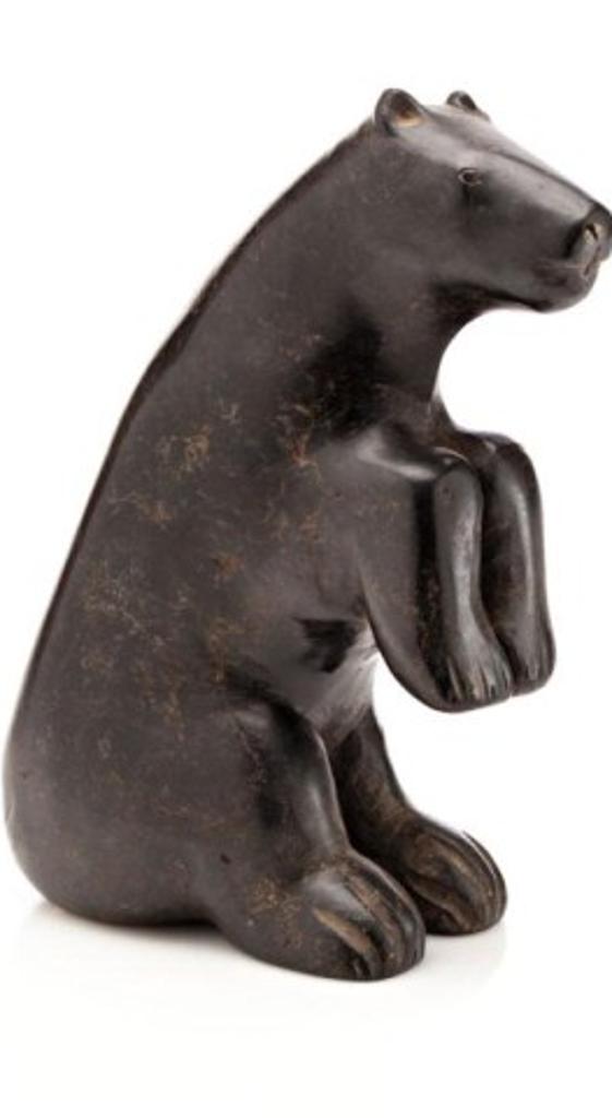 Sarollie (Syollie) Weetaluktuk (1906-1962) - Inukjuak, Seated Bear, early 1950s, Green-black stone