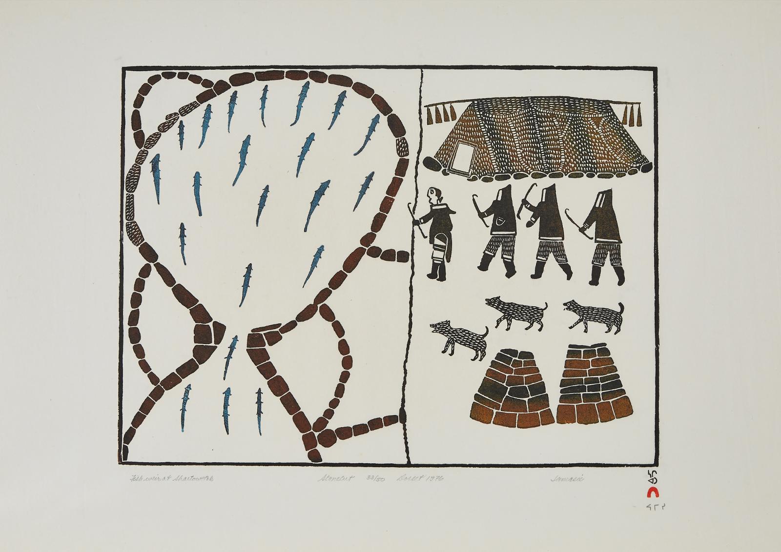 Jamasie Teevee (1910-1985) - Fish Weir At Shartowetok