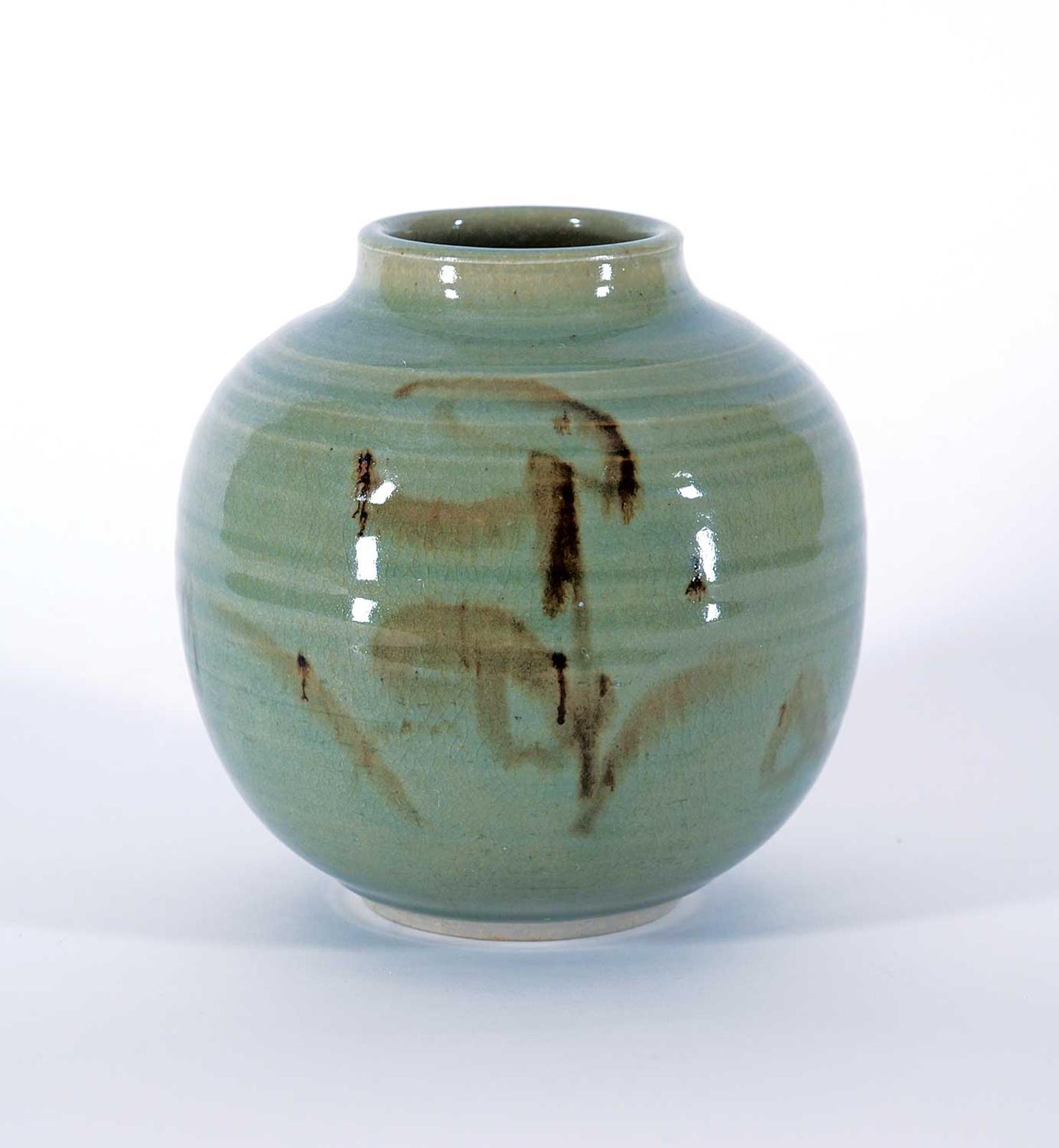 Walter Gibson Dexter (1931-2015) - Untitled - Green Vase with Calligraphic Brown Strokes