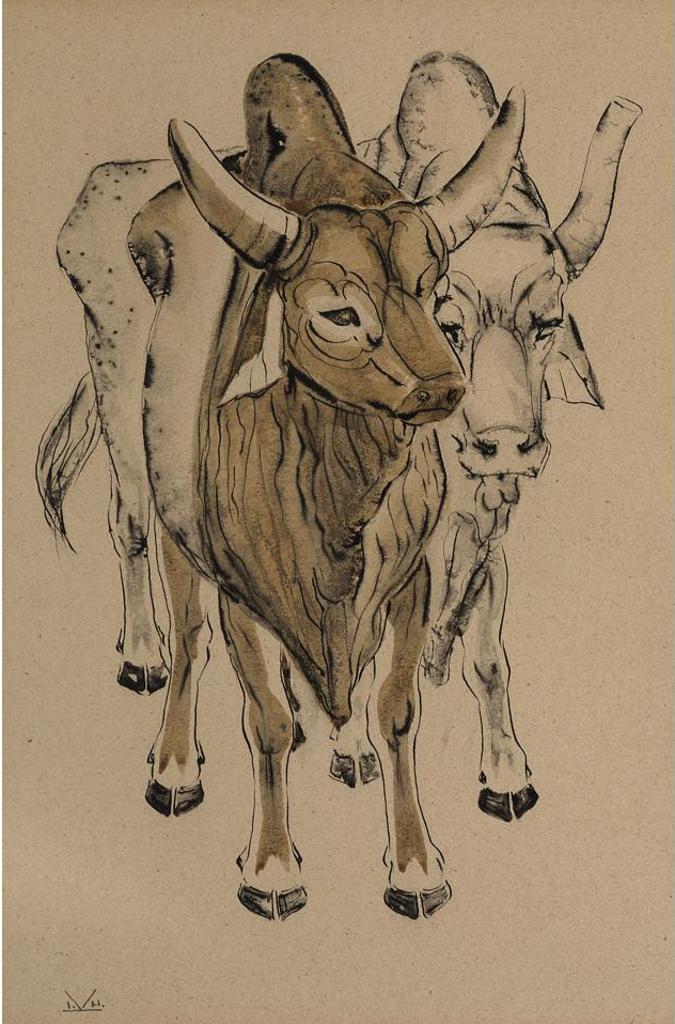 Illingworth Holey (Buck) Kerr (1905-1989) - Two Brahmas