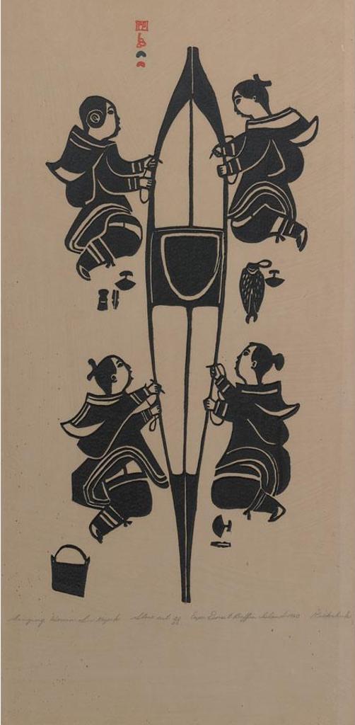 Kiakshuk (1886-1966) - Singing Women Sew Kayak