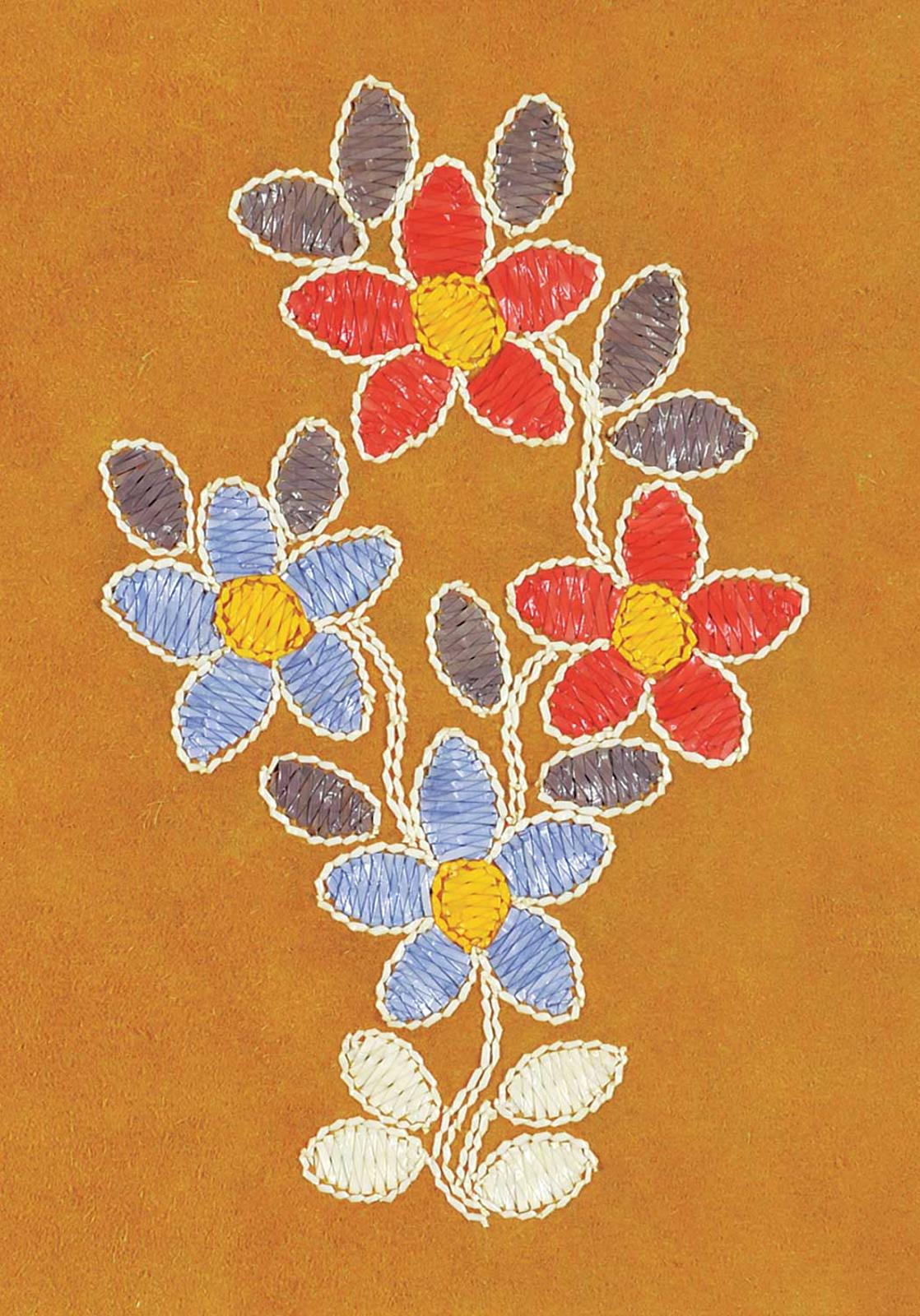 First Nations Basket School - Untitled - Porcupine Quills in Floral Pattern