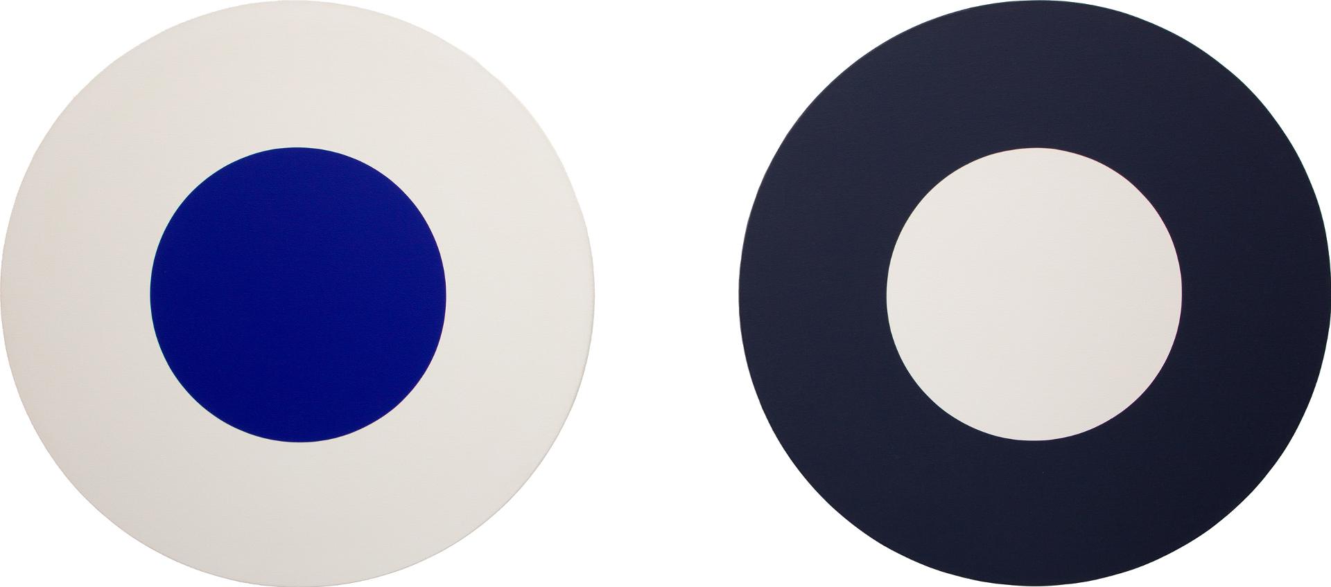 Claude Tousignant (1932) - Double 42 en blanc, noir et bleu, 1972