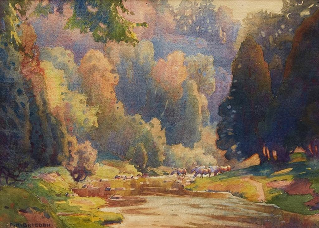 Frederick Henry Brigden (1871-1956) - Horses Watering, Don Valley