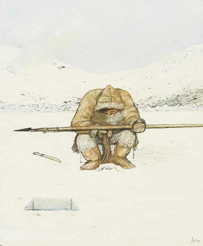 William Kurelek (1927-1977) - Hunter at Breathing Hole