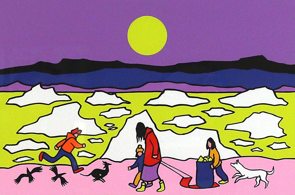 Ted Harrison (1926-2015) - Ice On The Porcupine