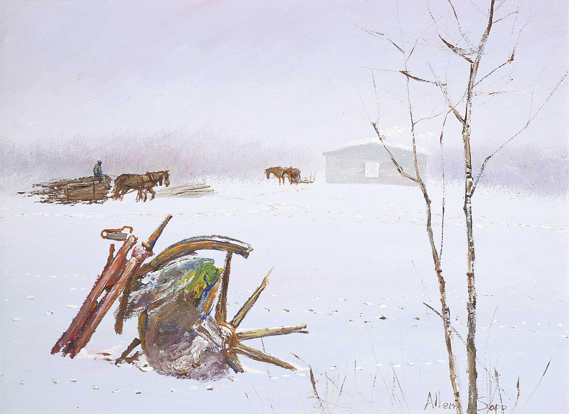 Allen Fredrick Sapp (1929-2015) - Broken Wheel and Old Stove on Stoney Reserve
