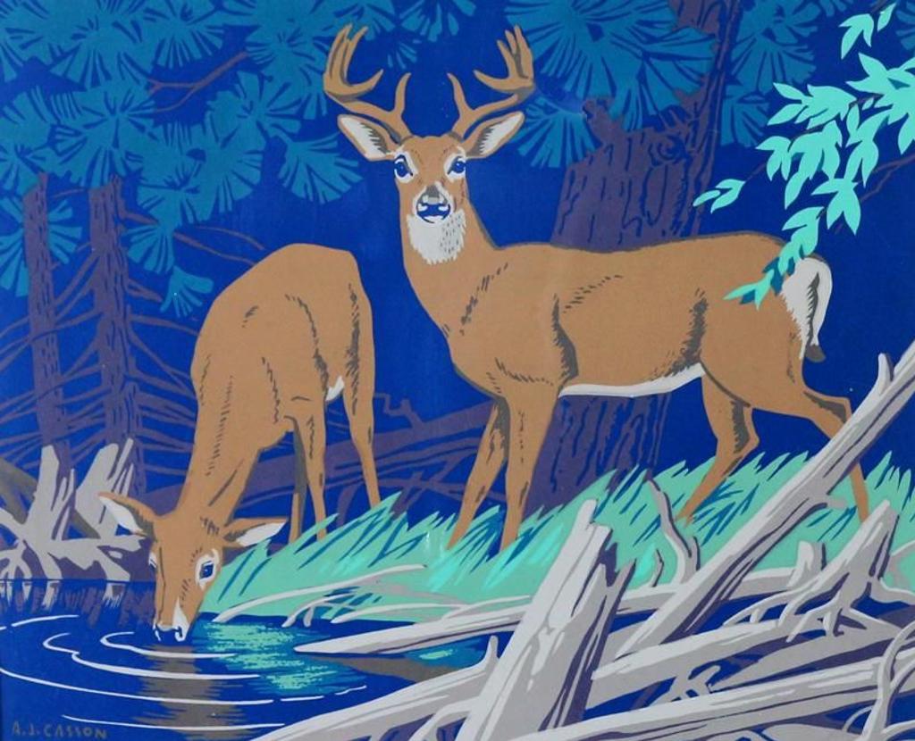 Alfred Joseph (A.J.) Casson (1898-1992) - Two Deer