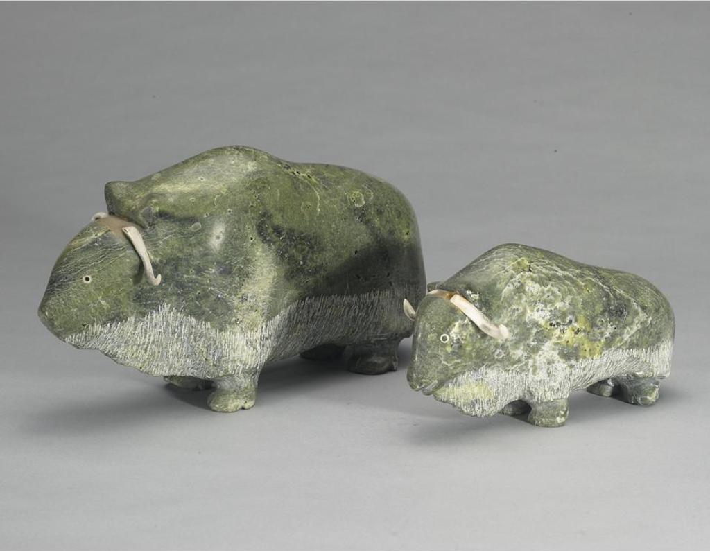 Temela Oopik (1946-2018) - Musk Ox And Calf