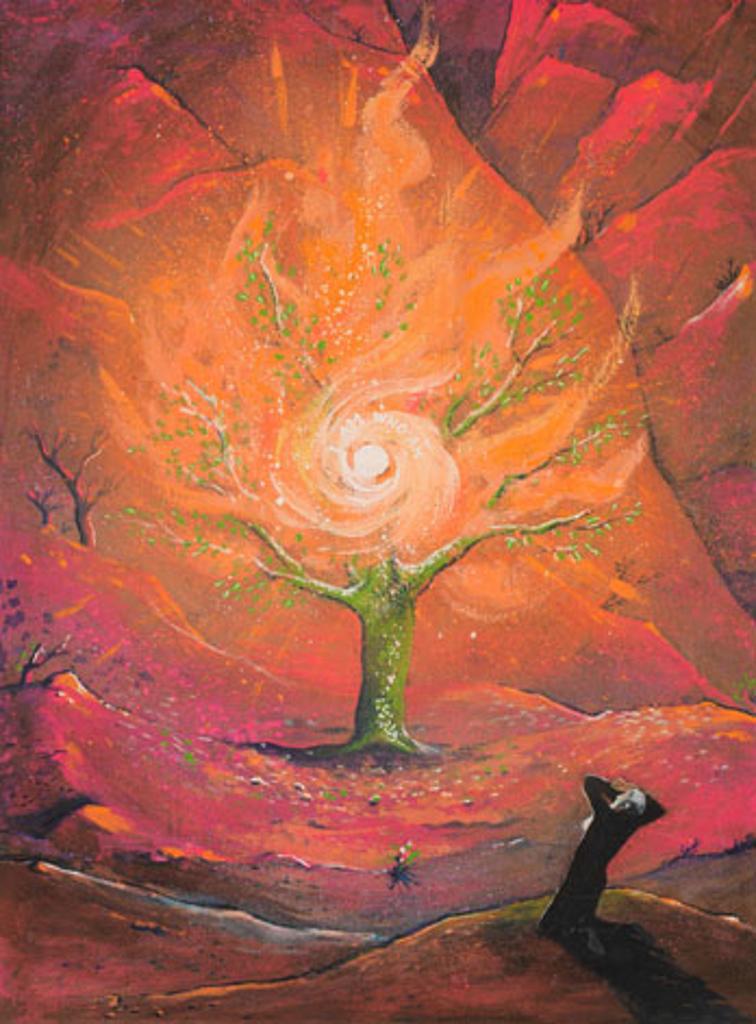 William Kurelek (1927-1977) - Moses and the Burning Bush