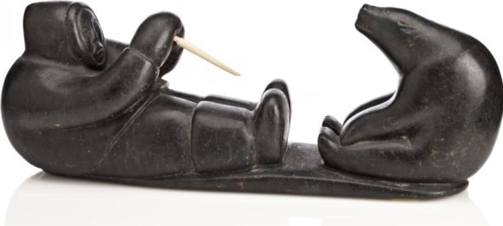 Thomassie Tukai (1937) - Seated Hunter and Seated Bear