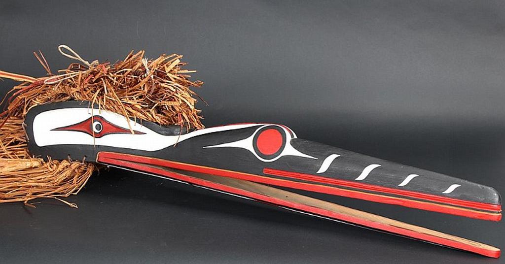 Dave Jacobsen - a carved and polychromed articulated Huk Huk mask