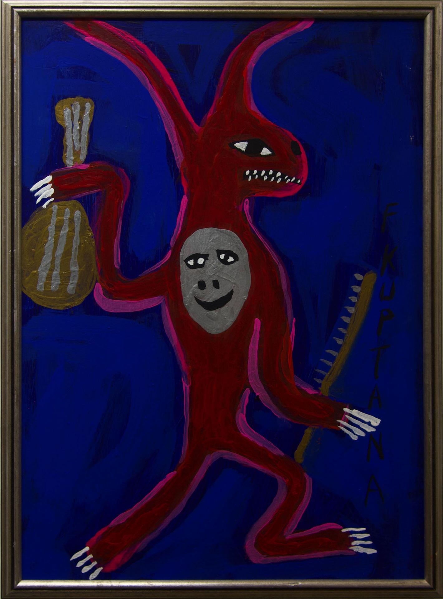 Floyd Kuptana (1964-2021) - Untitled (Red Wolf Musician)